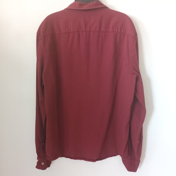 Untuckit Rohan Dark Red Ribbed Button Casual Button Down Shirt Casual Preppy - Picture 2 of 8
